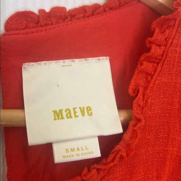 Anthropologie - Maeve Cascade Orange Ruffled Short Sleeve Blouse Size Small - Picture 8 of 10